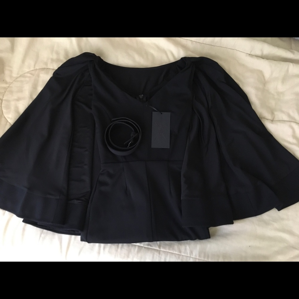 NWT Black Drusilla cape dress from La Femme En Noir by Micheline Pitt.